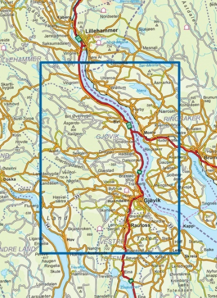 TOPO Wandelkaart 2598 - Gjøvik- Oppland - Nordeca AS