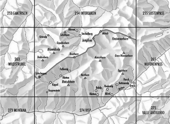 Topografische kaart 264 - Jungfrau Bern Zwitserland - Swisstopo