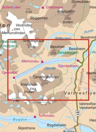 TOPO Wandelkaart 2649 - Besseggen- Oppland - Nordeca AS