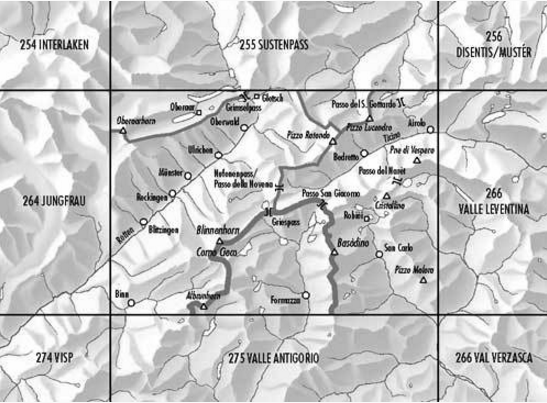Topografische kaart 265 - Nufenenpass Wallis - Swisstopo