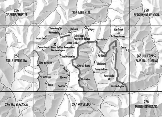 Topografische kaart 267 - San Bernardino Graubünden - Swisstopo
