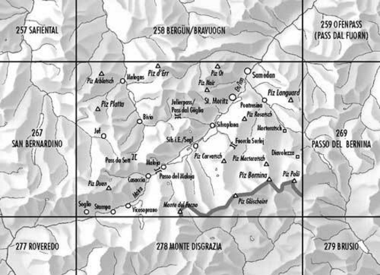 Topografische kaart 268 - Julierpass Graubünden - Swisstopo