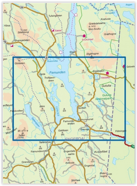 TOPO Wandelkaart 2722 - Femunden- Sør-Trøndelag - Nordeca AS