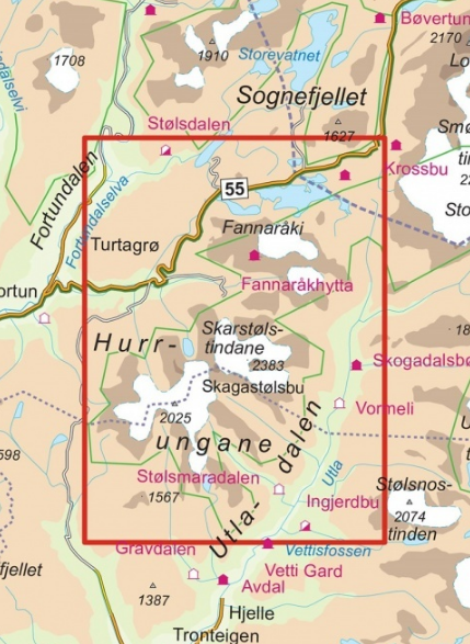 TOPO Wandelkaart 2758 - Hurrungane- Sogn og Fjordane - Nordeca AS