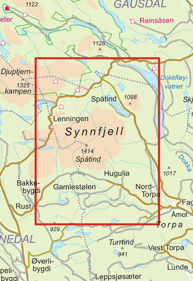 TOPO Wandelkaart 2788 - Synnfjell- Oppland - Nordeca AS