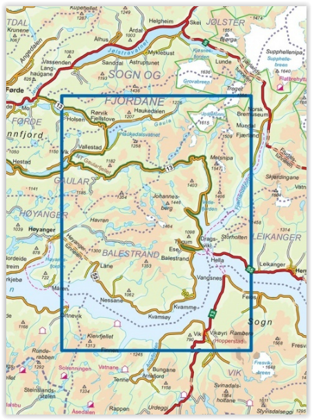 TOPO Wandelkaart 2810 - Balestrand- Sogn og Fjordane - Nordeca AS