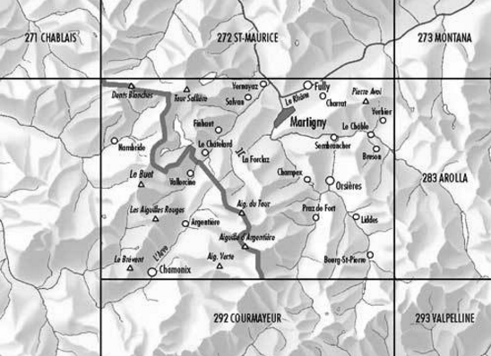 Topografische kaart 282 - Martigny Wallis Zwitserland - Swisstopo