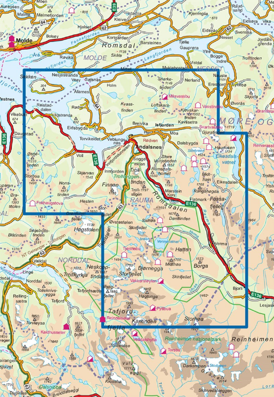 TOPO kaart 2821 - Romsdalsfjella Nord- Nordeca AS