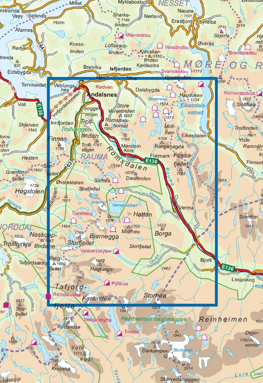 TOPO kaart 2822 - Romsdalsfjella Sør - Nordeca AS
