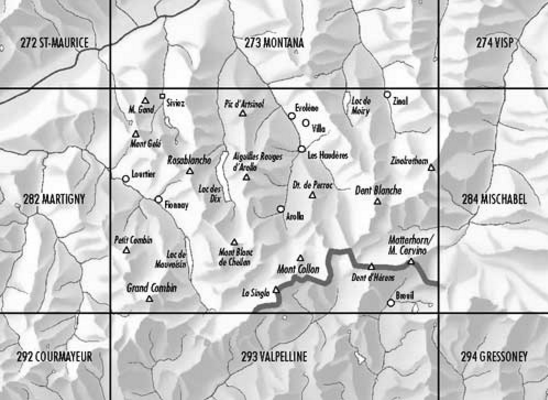 Topografische kaart 283 - Arolla Wallis Zwitserland - Swisstopo
