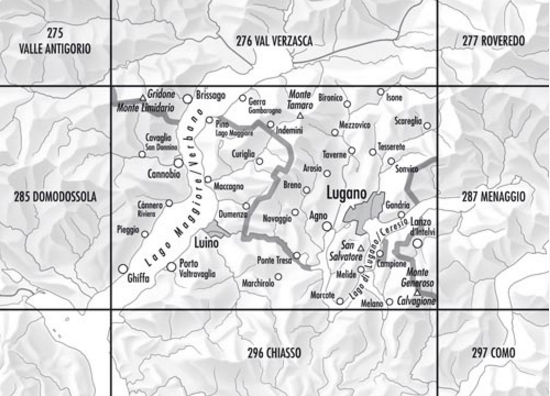 Topografische kaart 286 - Malcantone Tessin - Swisstopo