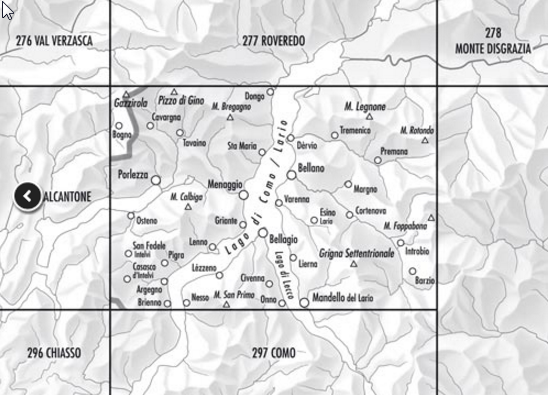 Topografische kaart 287 - Menaggio Como Italië - Swisstopo