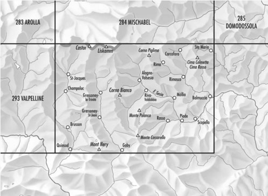 Topografische kaart 294 - Gressoney Valle d'Aoste - Swisstopo