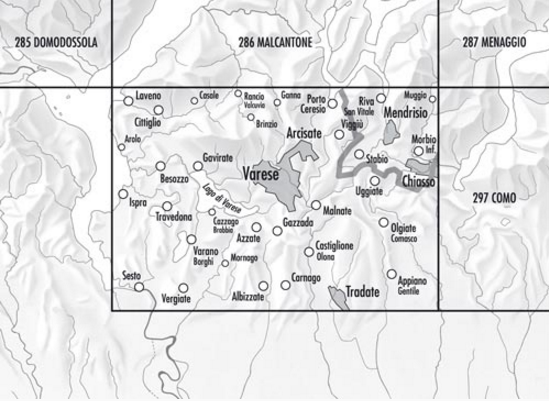Topografische kaart 296 - Chiasso Ticino Zwitserland - Swisstopo