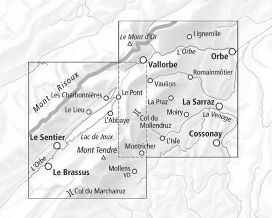 TOPO Wandelkaart 3316 T - Lac de Joux- Vaud - Swisstopo