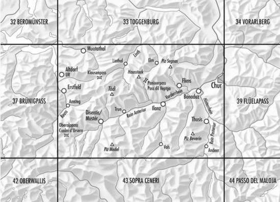 TOPO Fietskaart 38 - Panixerpass Zwitserland - Swisstopo