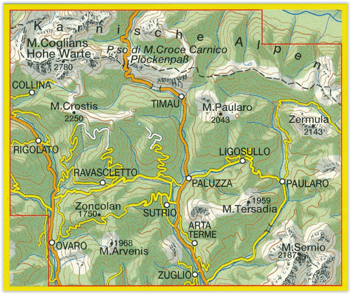 TOPO Wandelkaart 009 - Alpi Carniche - Carnia Centrale - Tabacco