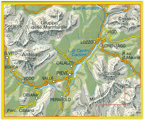 TOPO Wandelkaart 016 - Dolomiti del Centro Cadore - Tabacco