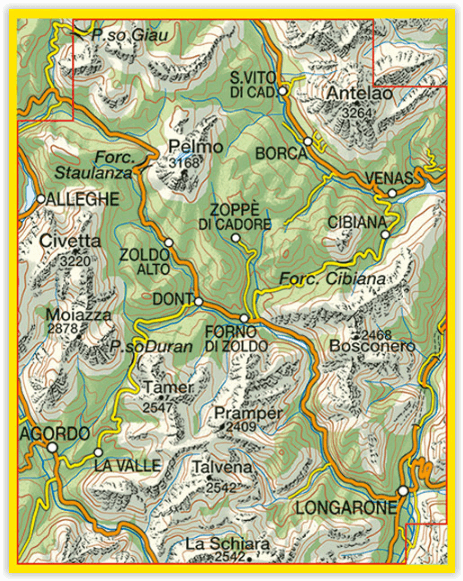 TOPO Wandelkaart 025 - Dolomiti di Zoldo - Tabacco