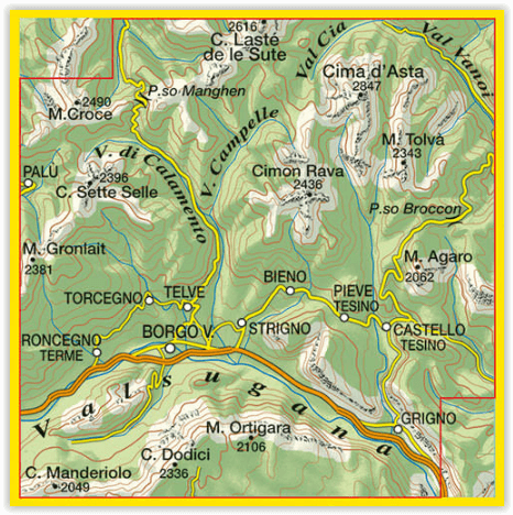 TOPO Wandelkaart 058 - Valsugana- Tesino & Lagorai -Tabacco