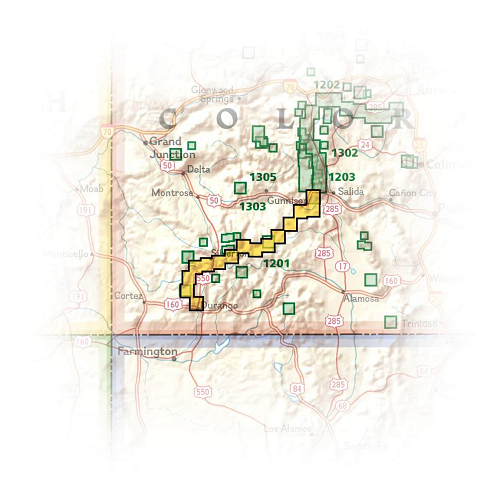 TOPO Wandelkaart 1201 - Colorado Trail Zuid - Durango tot Monarch