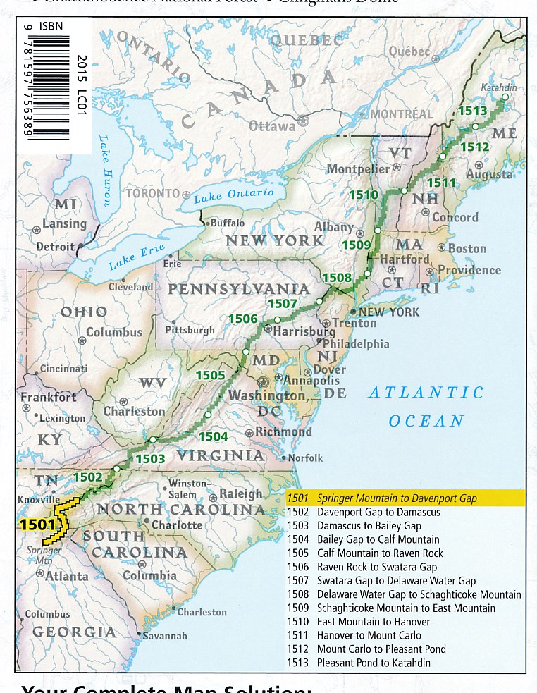 Wandelkaart 1501 - Appalachian Trail - Deel 1 - Natgeo