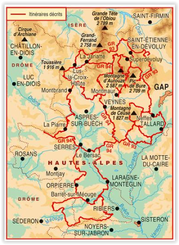 TOPO wandelgids GR93-GR94 - Tours dans les Hautes-Alpes - FFRP