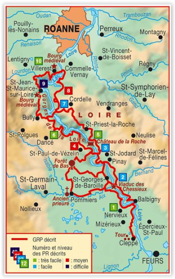 TOPO wandelgids GRP - Autour des gorges de la Loire - FFRP