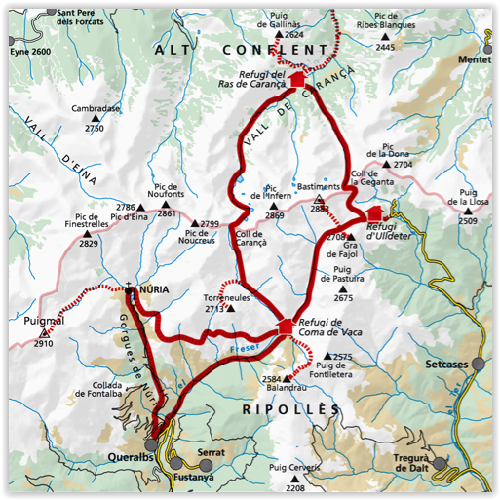 Travessa 3 Refugis - Carança gorge & Ulldeter trail - Ed. Alpina