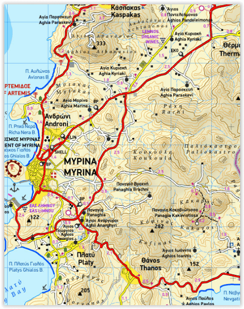 Wandelkaart 325 - Lemnos Griekenland - Terrein Maps