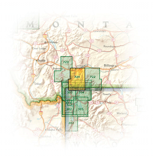 Wandelkaart 721 - Absaroka - Beartooth Wilderness - Montana