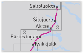 Wandelkaart Deel 3 - Saltoluokta tot Kvikkjokk Kungsleden- Zweden