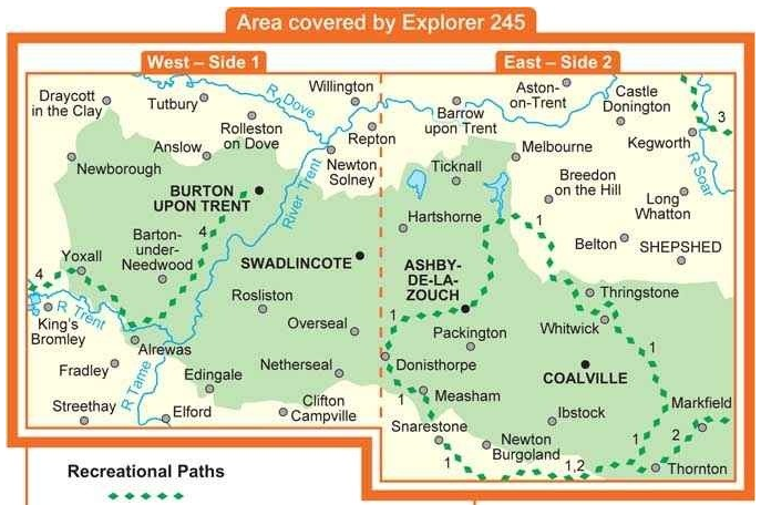 TOPO Wandelkaart 245 - National Forest- Burton-upon-Trent - OSI
