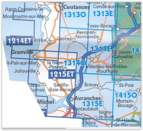 TOPO Wandelkaart 1214ET - Granville & Coutances - IGN