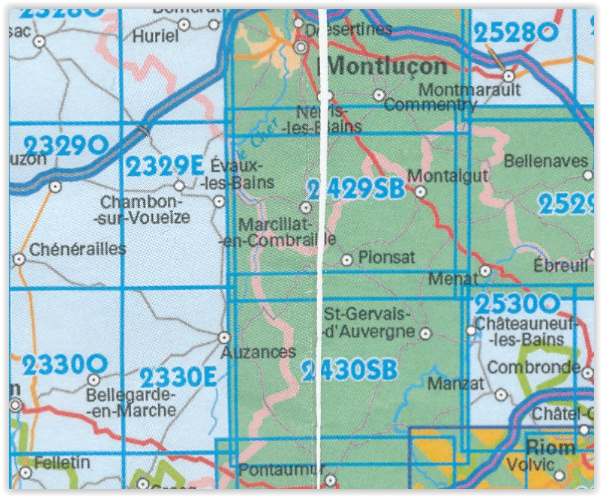 Wandelkaart 2329 SB - Evaux-les-Bains & Gouzon - IGN