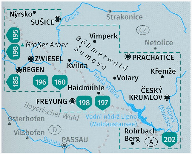 TOPO Wandelkaart 2000 - Böhmerwald & Tsjechïsche Sumava NP