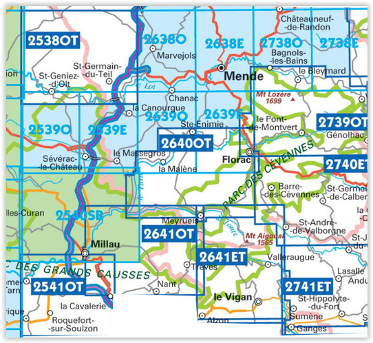 Wandelkaart 2638 SB - Mende & Marvejols - IGN