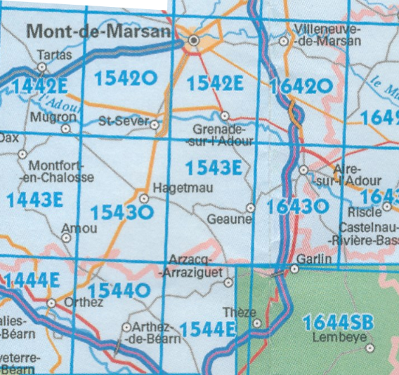 Wandelkaart 1543 SB - Hagetmau & Geaune - IGN