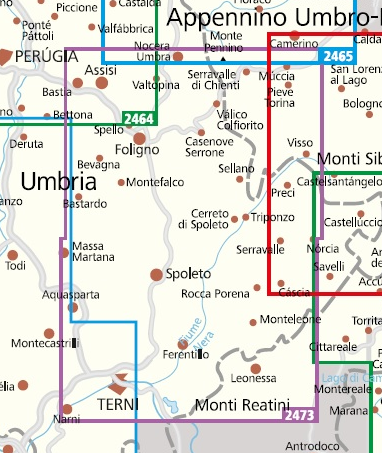 Wandelkaart 2473, Foligno, Spoleto & Terni (9783990443774) Kompass