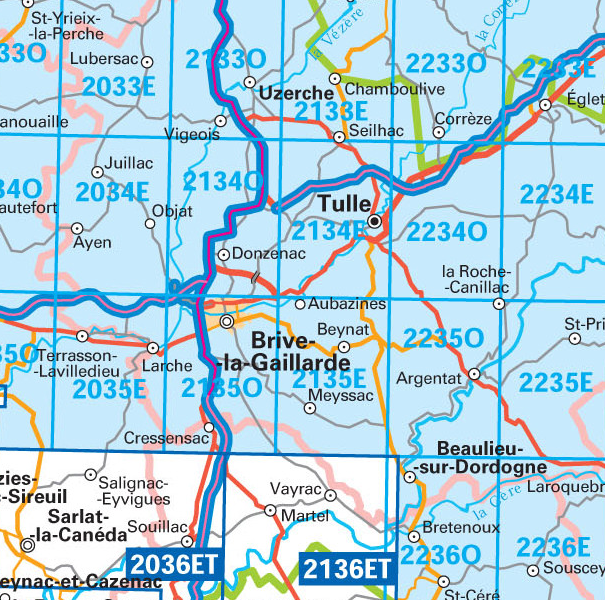 Wandelkaart 2133 SB - Uzerche - Treignac & Seilhac - IGN