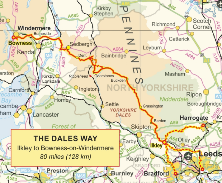 Wandelkaart The Dales Way Yorkshire (9781851374281) Harvey maps