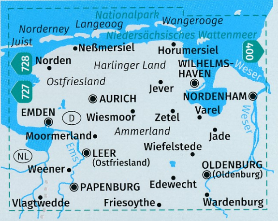 TOPO Wandelkaart 410 - Ostfriesland Oldenburg - Kompass