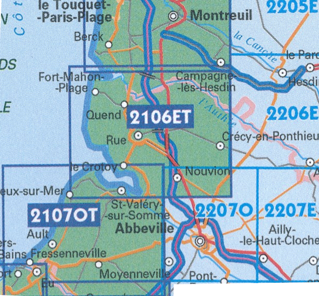 TOPO Wandelkaart 2107OT - St-Valery-sur-Somme & Baie de Somm- IGN