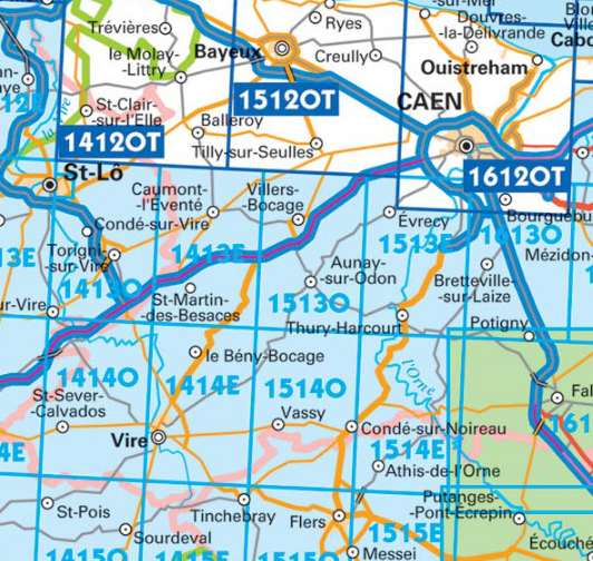 TOPO Wandelkaart 1612 OT - Caen & Ouistreham - IGN