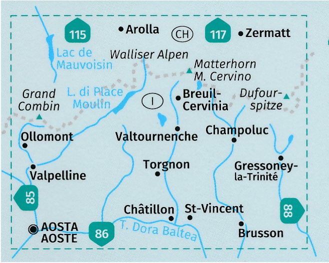 TOPO Wandelkaart 87 - Breuil- Cervinia & Zermatt - Kompass