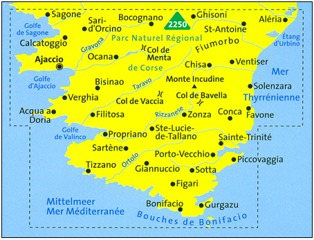 TOPO Wandelkaart 2251 - Corsica Zuid - Kompass