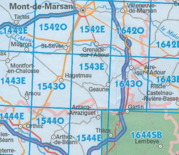 Wandelkaart 1542 SB - Mont-de-Marsan & St-Sevre - IGN