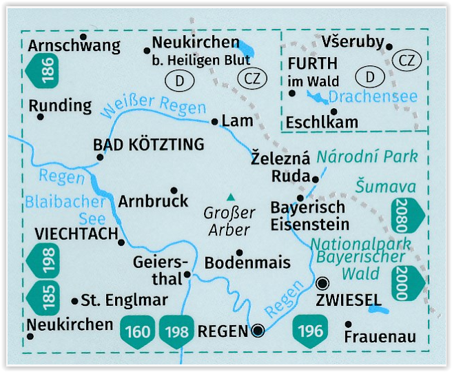 TOPO Wandelkaart 195 - Bayerischer Wald Nördlicher - Kompass