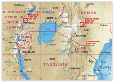 TOPO Wandelkaart - Africa- The Highest Peaks - TerraQuest 