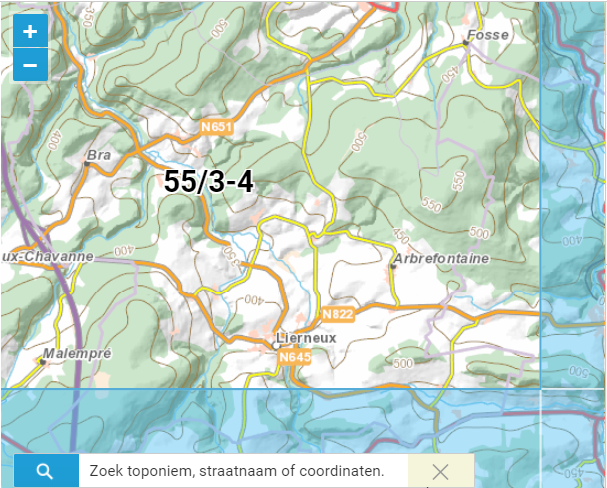 TOPO Wandelkaart 55/3-4 - Lierneux - NGIB